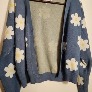 Willow & Wind Blue Floral Women's Sweater